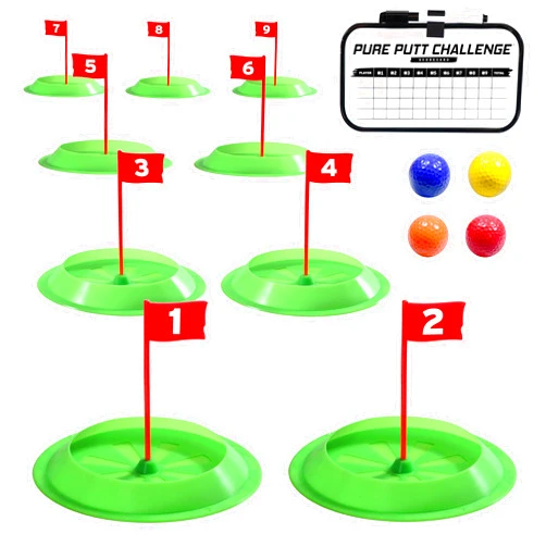 GoSports Pure Putt Challenge Mini Golf Game - Build Your Own Course at Home, the Office or On the Green - Includes 9 Holes, 4 Balls, Dry-Erase Scorecard, Tote Bag & Rules