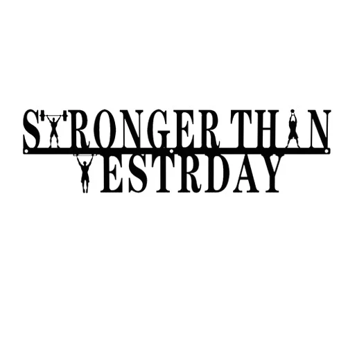 YO-yiHHG Stronger Than Yesterday Gym Motivational Wall Art 16.9