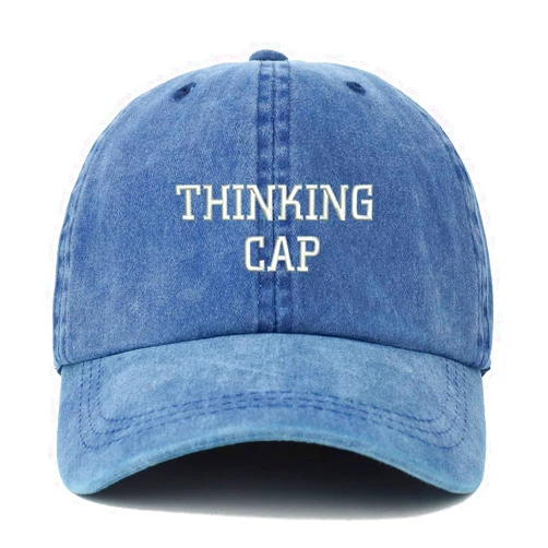 Trendy Apparel Shop XXL Thinking Cap Embroidered Unstructured Washed Pigment Dyed Baseball Cap