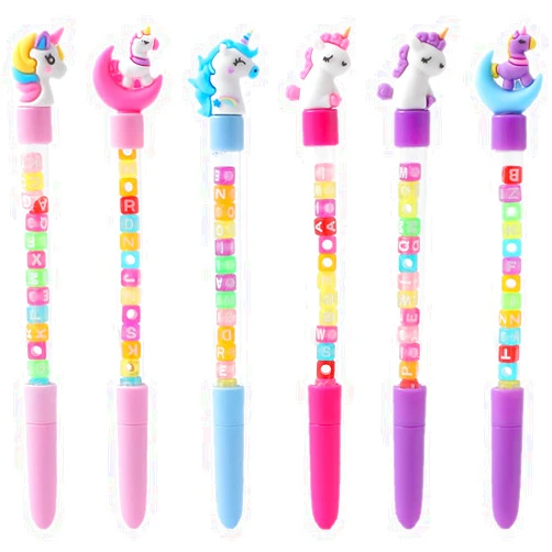 NUOBESTY 6pcs Cartoon Signature Pens Plastic Fine Point Gel Pen Black Netural Pens for Students Stationery Writing Supplies