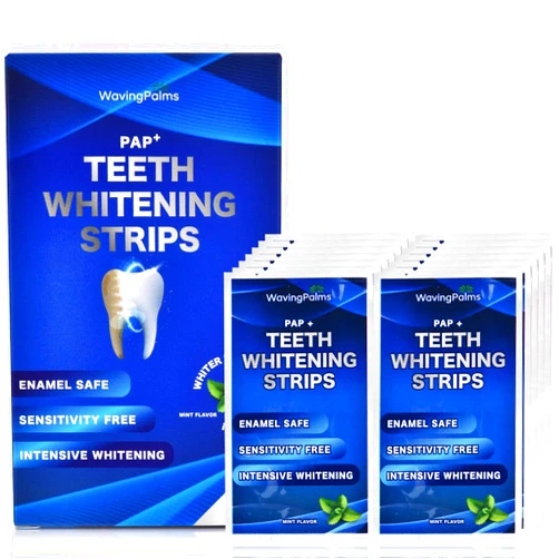 Waving Palms Sensitive Teeth Whitening Strips Kit: Professional Dental Whitening Set - 14 Hydrogen Peroxide-Free Treatments for Whiter Teeth - Effective & Gentle Teeth Whitener (28 PCS)
