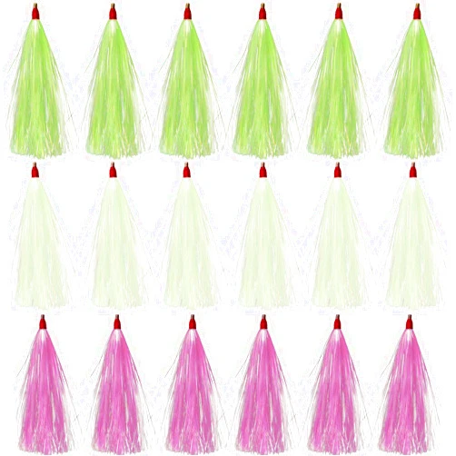 JSHANMEI Fishing Teasers Bucktail Teasers Saltwater Fishing Flounder Rigs Mylar Flash Teaser Tail Trolling Skirt Lure for Flounder Cod Sea Bass