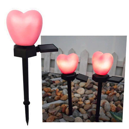 Metionc 1PC Valentines Day Outdoor Decorations Lights -Solar Heart Garden Stakes Lights Outside, Atmosphere Light Ground Inserting Waterproof Landscape Garden LED Heart Light for Patio Garden Decor (Pink)