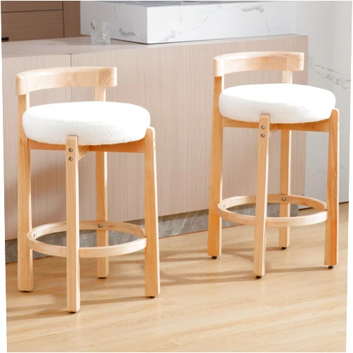 LukeAlon Sherpa Counter Stools Set of 2, Mid Century Upholstered 26.5