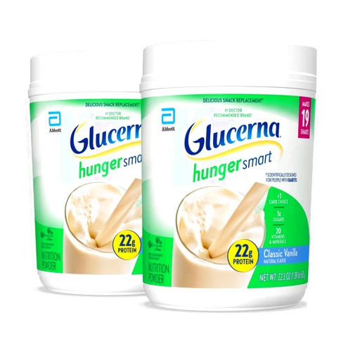 Glucerna Hunger Smart Powder, Diabetic Drink to Support Blood Sugar Management, 22g Protein, 130 Calories, Classic Vanilla, 22.3-oz Tub, 2 Count