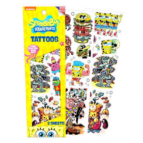 Savvi - 15 Sponge Bob Temporary Tattoos: Skin-Safe Ink, Great for Parties and Everyday Wear, Gifts for Teens and Adults, Made in the USA [2 sheets, 15 count]
