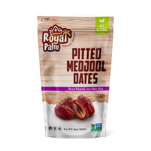 Royal Palm Pitted Medjool Dates, 16oz (Pack of 1) – 100% Natural, No Sugar Added, Non-GMO, Kosher, Fresh & Sweet – Ideal for Baking, Snacking, Energy Snacks, Healthy Eating