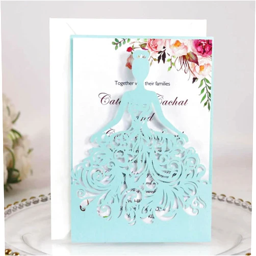 UMIMO Laser Cut Invitations 50 Pack FOMTOR Laser Cut Wedding Invitations Card Kit with Blank Printable Paper and Envelopes for Wedding,Birthday Parties,Baby Shower