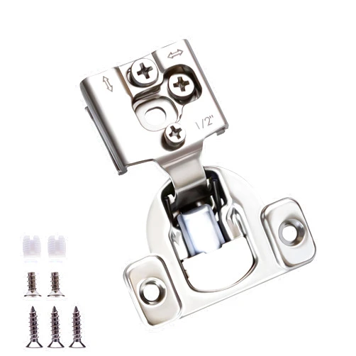 HTCELLE Soft Close Cabinet Hinges, HTCELLE 50 Pack 25 Pair 1/2 inch Overlay Self Slow Closing Door Hinges for Kitchen Cabinets, Face Frame Cabinet Concealed Hinges with Built-in Damper, 3 Way Adjustability