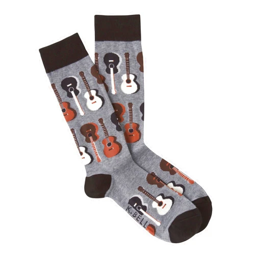 K. Bell Men's Fun Music & Instruments Crew Socks-1 Pairs-Cool & Funny Novelty Gifts