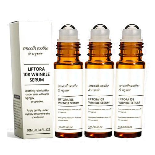 HMAMOR Liftora 10s Wrinkle Serum, Anti-wrinkle Firming Eye Serum, Repair Rollerball for Under Eyes, Natural Essence for Dark Circles, Eye Bags and Puffiness (3 Pcs)