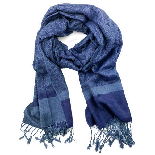 Plum Feathers Two Tone Vintage Paisley Pattern Pashmina Scarf