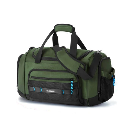 BAGSMART Gym Bag for Men & Women, Sports Travel Duffel Bag Carry-on Bag, Lightweight Weekend Overnight Bag with Shoe Compartment & Wet Pocket, Water-resistant Workout Duffle Bag for Travel Gym -Green