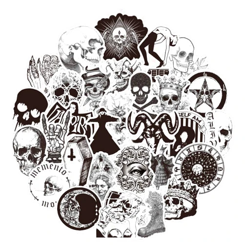 QUTA 100PCS Gothic Stickers for Water Bottle,Black White Skull Stickers,Waterproof Vinyl Stickers Perfect for Hydro Flask Laptop Phone Car Skateboard. Gothic American
