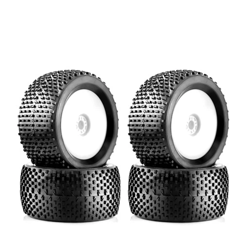 Chanmoo 1/8 RC Off Road Racing Truck Tires And Wheels 17mm Hex Rubber Buggy Tyres OD 140mm For 1:8 Scale Monster Truck Car Arrma Typhon 6S Talion 4WD HPI HSP BAZOOKA CAMPER Kyosho TRAXXAS 4PCS (White)