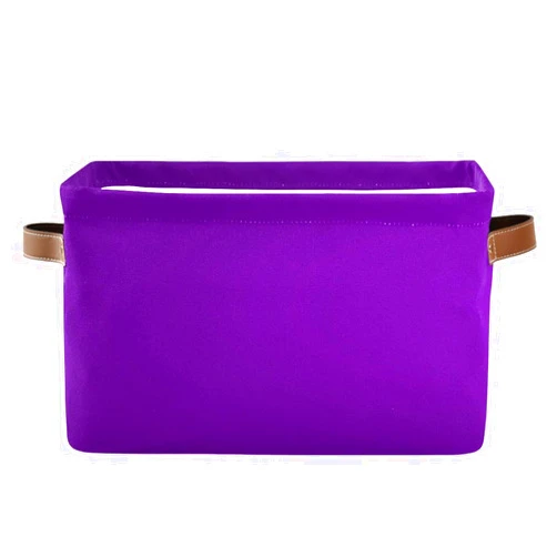 xigua Solid Purple Foldable Storage Basket for Shelves, Collapsible Sturdy Storage Bin with Handles, Canvas Storage Cube for Organizing Closet 1PCS
