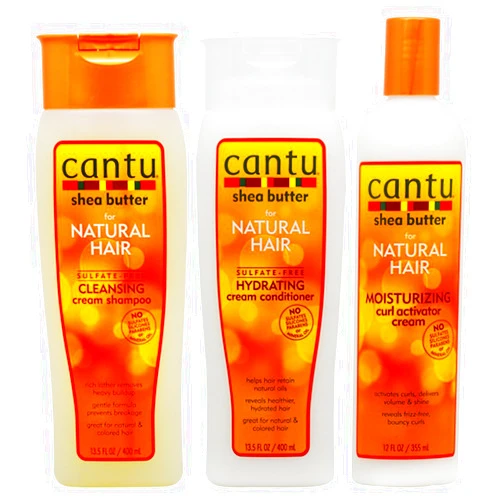 Cantu Shea Butter Shampoo + Hydrating Conditioner + Curl Activator Cream