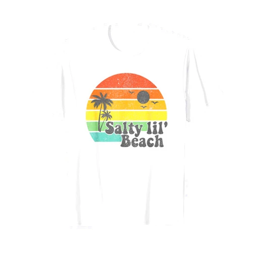 Retro Beach Vacation Summer Quotes Shirts & Gifts Salty Lil Beach Retro Vacation Funny Summer Quote Women Gift T-Shirt