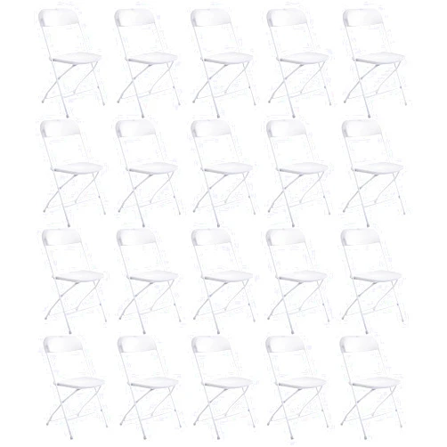 Susici 20 Pack White Plastic Folding Chairs, Portable Stackable Commercial Folding Chairs with Steel Frame 350lbs for Home Office Outdoor Indoor Office Wedding Party Events