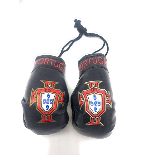 FQQF Red Hat Ent Hanging Car Mirror Mini Boxing Gloves (Portugal Black)