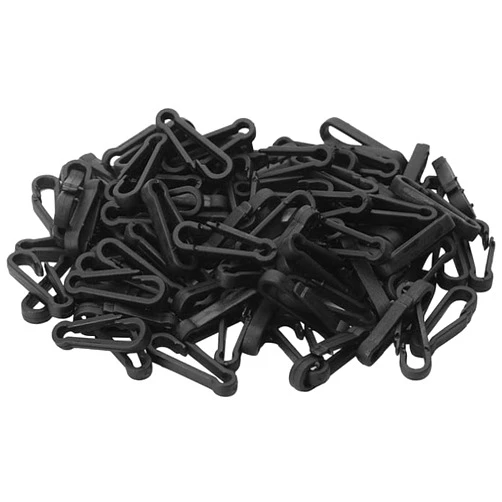 Labriciyon 100 Pcs Black Mini Hanging Buckle Plastic Backpack Clasps Carabiner Clip Hooks for Toys Chain Key Rings Paracord Strap