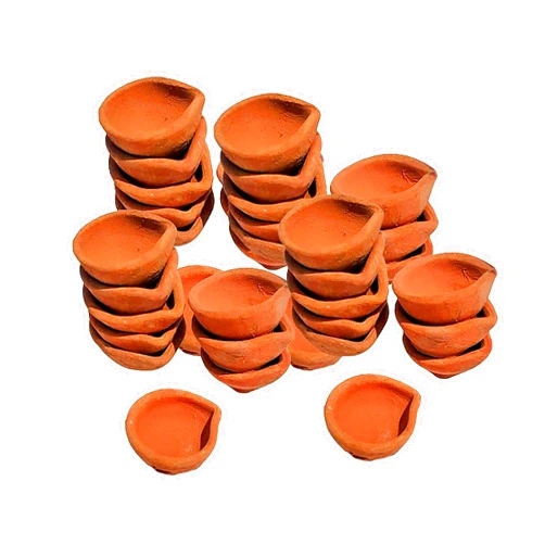 TIED RIBBONS 24 pcs Handmade Clay Diya for Diwali | Traditional Homemade Diyas Tealight | Indian Oil Lamp | Diwali Decorations for Home | Terracotta Diyas | Diwali Gifts