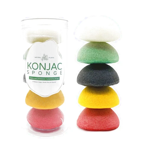KallyHair Konjac Sponge Facial Set (5 Pack) Biodegradable Natural Organic Konjak Face Sponges for Washing Face Gentle Cleansing and Exfoliating with String - for All Skin Types