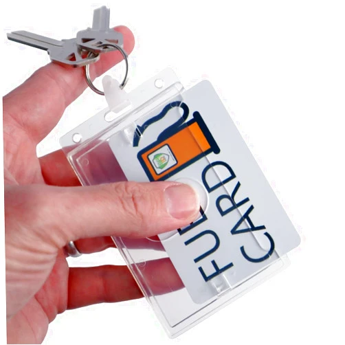 Specialist ID Rigid Fuel Card Holder with Key Ring - Clear Hard Plastic Card Protector Keychain for Fleet