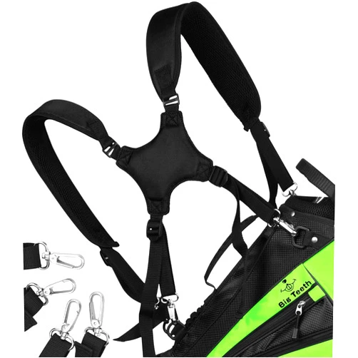BIG TEETH Golf Bag Strap,Adjustable Padded Bag Strap Replacement,Golf Double Shoulder Bag Straps with 4Pcs Rotate Hooks