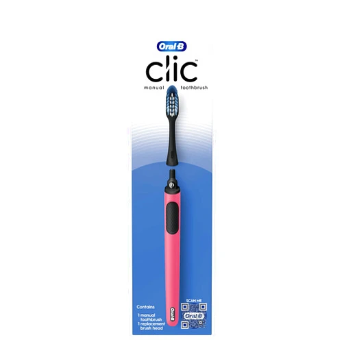 Oral-B Clic Manual Toothbrush, Coral, with Replaceable Brush Head - 1 Count