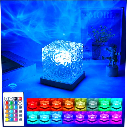 Avkast Aurora Glow Lamp,Corded Ocean Lamp Northern Lights Cube Aura Lamp Ocean Wave Projector with 16 Colors and Dynamic Ripple Effect for Living Room Bedroom Decor