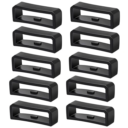 NICECRAFT 10Pcs 22mm Watch Band Holder Loop, Silicone Watch Strap Replacement Rubber Fastener Rings Band Keeper, Compatible with Garmin Smart Watch Wristband, Black