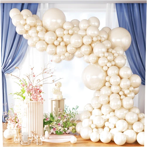 GIZIUXNE Pearl White Balloons, Double Stuffed White Balloons Different Sizes 5/10/12/18 Inch Pearl Balloon Arch Garland Kit for Wedding Engagement Bridal Baby Shower Birthday Party Decorations…