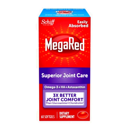 Schiff MegaRed 353mg Omega-3 Krill Oil Joint Care Supplement with EPA/DHA Fatty Acids, Antioxidants, Hyaluronic Acid, No Fishy Burp Aftertaste as with Fish Oil, 60 Count Softgels