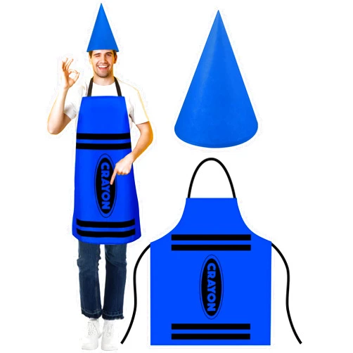 Teenyyou Crayon Apron and Funny Gnome Cone Hats for Costume Set for Adults Fancy Dress Outfit Halloween Cosplay Dress up