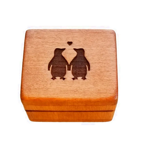 Simplycoolgifts Engagement ring box, love penguins, wooden ring box, engagement ring box handmade by Simplycoolgifts