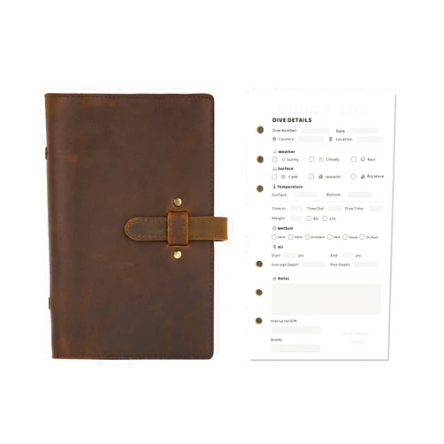 Natmisz Dive Log Book Scuba Diving,Padi Open Water Diver Manual,Dive Leather Logbook Binder,Scuba Dive Log Book,Scuba Diving Gifts,A6 Size binders 50 Pages,diving accessories