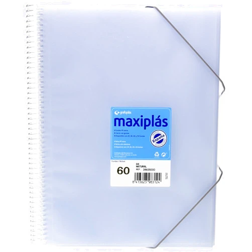 Grafoplás 39836000-carpeta 60 Pockets A4 Spiral Bound with On, Transparent