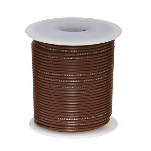 Remington Industries 22UL1007SLDBRO 22 AWG Gauge Solid Hook Up Wire, 100 feet Length, Brown, 0.0253
