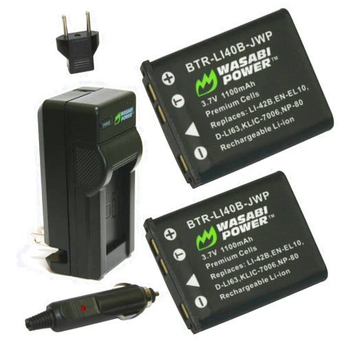Wasabi Power Battery (2-Pack) and Charger for Kodak KLIC-7006, LB-012 and Kodak PIXPRO FZ55, FZ53