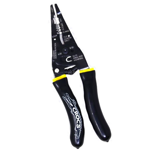 Rack-A-Tiers Croc's Needle Nose Wire Strippers AWG 10-22, Wire Crimper & Stripper, Wire Stripper Cutter, Ergonomic Glow-in-the-Dark Handles, Wire Insulation Stripper (47000)