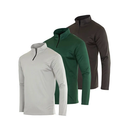Real Essentials 3 Pack: Men's Mesh Long Sleeve Athletic Quarter Zip Pullover - Outdoor UPF 50+ (Available in Big & Tall)