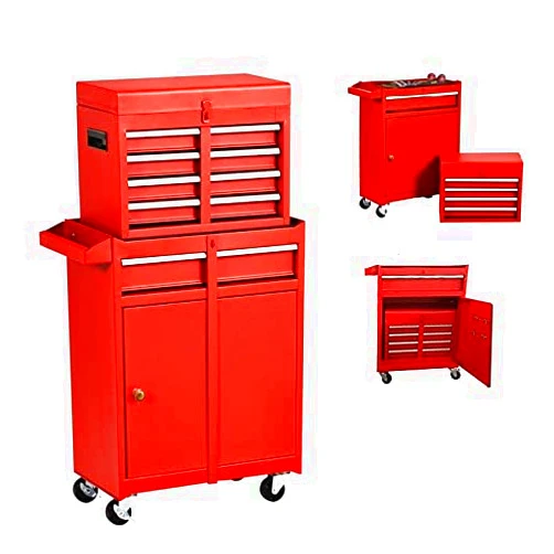 Orangics shop 5-Drawer Tool Chest Tool Storage Box With 4 Wheels ,Removable Portable Set-Top Tool Box Tool Cabinet With Drawers,High Capacity Rolling Tool Organizer For Factory,Workshops,Garages (RED)