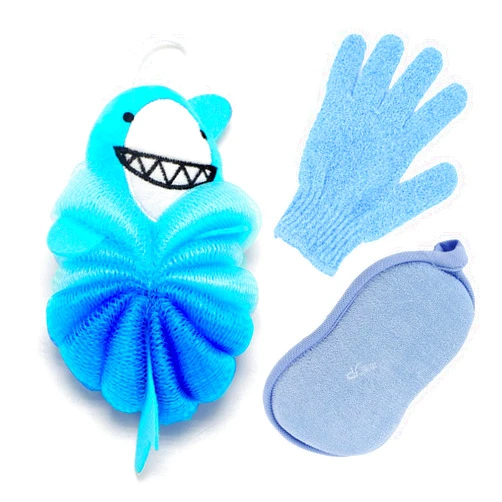 Laoyuandamai 3 Pcs Kids Bath Loofahs Body Loofahs Lovely Animal Cute Cartoon Bath Sponges Loofah Bath Pouf Exfoliating Wash Gloves Body Scrubber Mesh Loofah Sponges for kid boys girls Shower Washing Christmas Gift