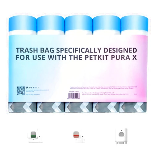 PETKIT PuraX PuraMax Replaced Waste Bags-5 Rolls, Portable Cat Litter Waste Receptacles Bags for Self-Cleaning Cat Litter Box