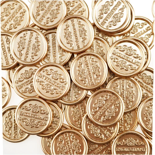 Fashmade 50pcs Gold Wax Seal Stickers Invitation Pattern for Envelopes (50Pcs)