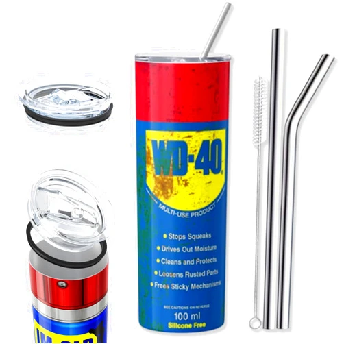 Wosudim Dirty Pattern Thermos Cup, Dirty Pattern Thermos Cup, Funny Oil Fuel Filter Dirty Pattern 20oz Cup, 20oz Leak-Proof Travel Coffee Mug, Gift for Coworker Thermos Cup (WD-40)