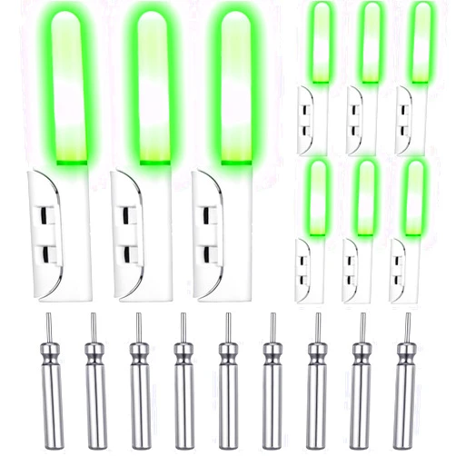 Retisee 9 Pcs 2.5 Inch Fishing Glow Sticks LED Fishing Pole Light Night Fishing Strike Alert Glow Stick Bite Alarm Night Fishing Rod Waterproof Luminous Rod