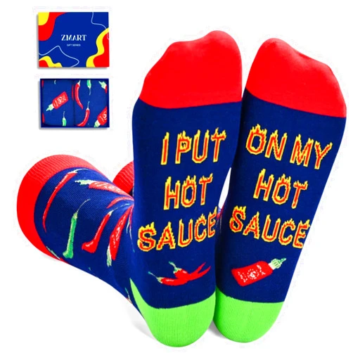 Zmart Food Socks for Men Women - Chicken Nugget Steak Socks, BBQ Hot Sauce Gift
