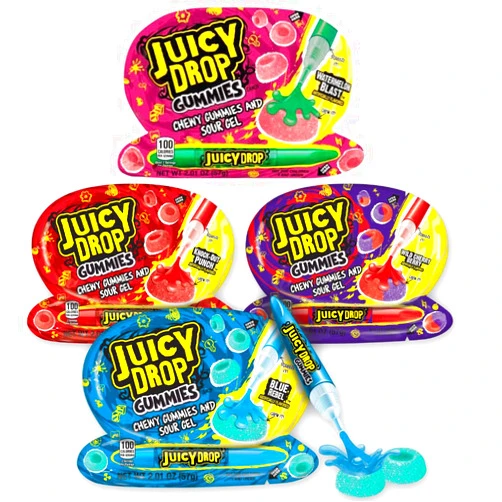 LYZA'S SWEETS & TREATS Juicy Drop Gummies Candy, Sweet Gummies & Sour Gel Pen - Pack of 4 by Lyza's Sweets & Treats
